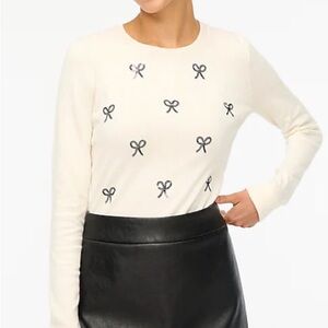 J. Crew Cream Holiday sweater with Sequin bows.